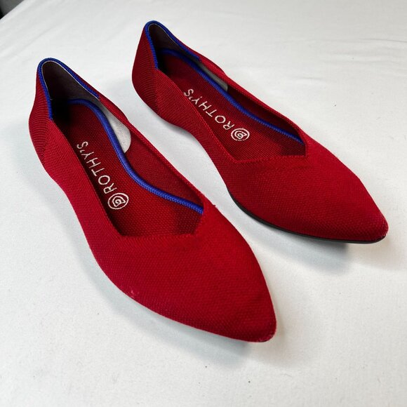 Rothys The Point Flats Ballet Slip On Woven Casual Shoe Red 10 Comfort Slip Ons - Picture 3 of 16